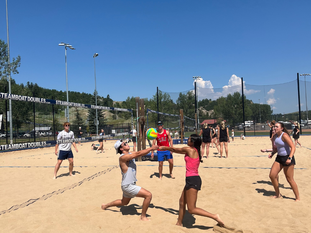 People play volleyball during the Climate Serve Showdown at Howelsen